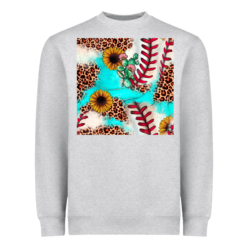 Baseball Leopard Turquoise Cactus Sunflower Seamless Pattern Heavyweight Sweatshirt by JahusDesignShop | Teevron