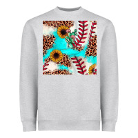 Heather Grey baseball leopard turquoise cactus sunflower seamless pattern Heavyweight Sweatshirt - JahusDesignShop
