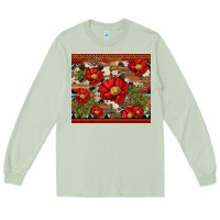Matcha red flower and cactus with cowhide and aztec Long Sleeve Tee - Artiststas