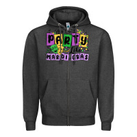 Charcoal Heather aint no party like mardi gras Zipper Hoodie - MaliasSmallBusiness