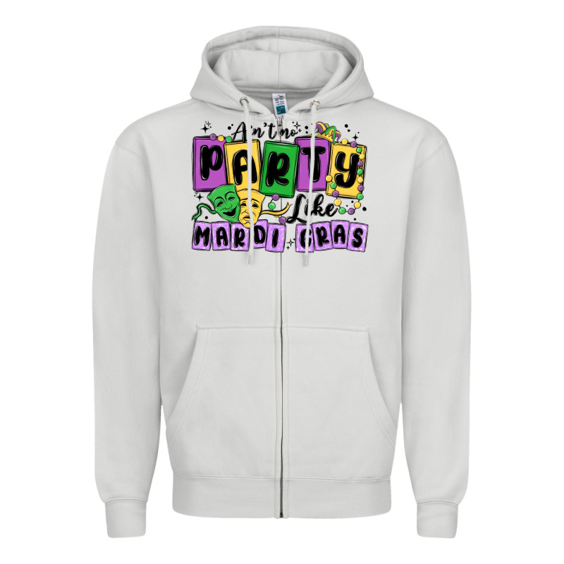 Aint No Party Like Mardi Gras Zipper Hoodie by MaliasSmallBusiness | Teevron