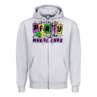 Heather Grey aint no party like mardi gras Zipper Hoodie - MaliasSmallBusiness