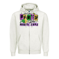 Oatmeal Heather aint no party like mardi gras Zipper Hoodie - MaliasSmallBusiness