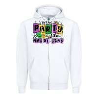 White aint no party like mardi gras Zipper Hoodie - MaliasSmallBusiness