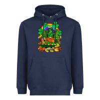 Navy st. patricks gnomes truck with rainbow Heavyweight Hoodie - BundleAndBundleShop