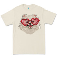 Bone white pomeranian with love glasses Premium Tee - RanaPortraitStore