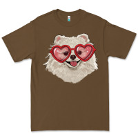 Cacao white pomeranian with love glasses Premium Tee - RanaPortraitStore