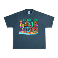 Midnight Navy life is better in flip flops Urban Heavy Tee - AdoDesignShop