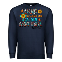 Navy god is within her she will not fail Premium Sweatshirt - BundleAndBundleShop