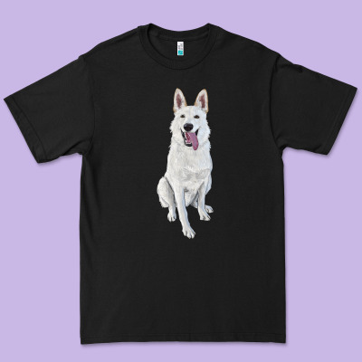 Premium Tee Hand Drawing White Shepherd