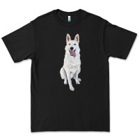 Black Hand Drawing White Shepherd Premium Tee - RanaPortraitStore