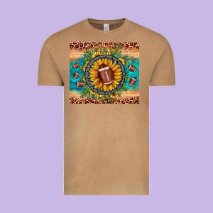 Football Leopard Turquoise Sunflower Vintage Tee Designed By Jahusdesignshop