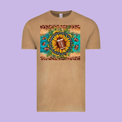 Football Leopard Turquoise Sunflower Vintage Tee Designed By Jahusdesignshop