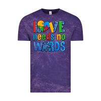 Cloud Purple love needs no words autism Vintage Tee - AdoDesignShop