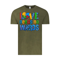 Vintage Olive love needs no words autism Vintage Tee - AdoDesignShop