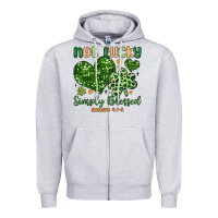 Heather Grey not lucky simply blessed Zipper Hoodie - MaliasSmallBusiness