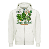 Oatmeal Heather not lucky simply blessed Zipper Hoodie - MaliasSmallBusiness