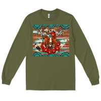Army Green longhorn with gemstone Long Sleeve Tee - Artiststas