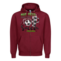 Burgundy hot mess always stressed soccer mama stanley cup Zipper Hoodie - MaliasSmallBusiness
