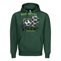 Sports Green hot mess always stressed soccer mama stanley cup Zipper Hoodie - MaliasSmallBusiness