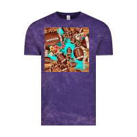 Cloud Purple football leopard cowhide seamless pattern Vintage Tee - JahusDesignShop