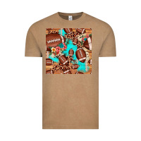 Vintage Coffee football leopard cowhide seamless pattern Vintage Tee - JahusDesignShop