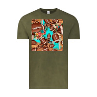 Vintage Olive football leopard cowhide seamless pattern Vintage Tee - JahusDesignShop