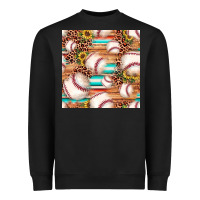 Black baseball leopard sunflower seamless pattern Heavyweight Sweatshirt - JahusDesignShop