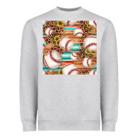 Heather Grey baseball leopard sunflower seamless pattern Heavyweight Sweatshirt - JahusDesignShop