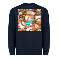 Navy baseball leopard sunflower seamless pattern Heavyweight Sweatshirt - JahusDesignShop