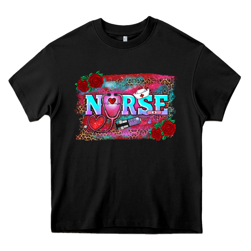 Valentines Day Nurse With Leopard And Turquoise Ba Heavy Core Tee by RanaPortraitStore | Teevron