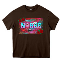 Chocolate Brown valentines day nurse with leopard and turquoise ba Heavy Core Tee - RanaPortraitStore