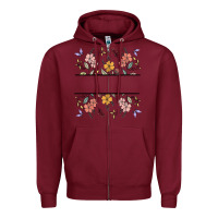 Burgundy wildflower your text here Zipper Hoodie - MaliasSmallBusiness