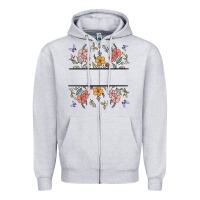 Heather Grey wildflower your text here Zipper Hoodie - MaliasSmallBusiness