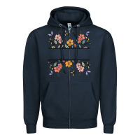 Navy wildflower your text here Zipper Hoodie - MaliasSmallBusiness