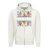 Oatmeal Heather wildflower your text here Zipper Hoodie - MaliasSmallBusiness