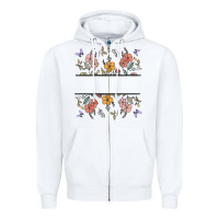 White wildflower your text here Zipper Hoodie - MaliasSmallBusiness