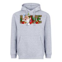 Heather Grey Love And Santa With Gift Boxes Heavyweight Hoodie - BundleAndBundleShop