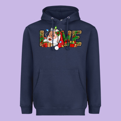 Love And Santa With Gift Boxes Heavyweight Hoodie Designed By Bundleandbundleshop