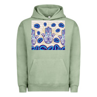 Pigment Oil Green evil eyes with white wooden pattern Urban Hoodie - TumblerDesignByShophia