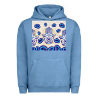 Pigment Pebble Blue evil eyes with white wooden pattern Urban Hoodie - TumblerDesignByShophia