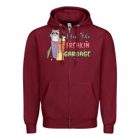 Burgundy i feel like garbage raccoon Zipper Hoodie - MaliasSmallBusiness