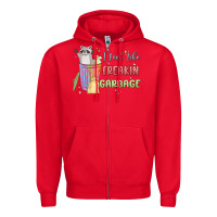 Red i feel like garbage raccoon Zipper Hoodie - MaliasSmallBusiness