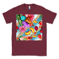 Burgundy flowers ice cream fruit Classic Tee - BundleAndBundleShop