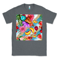 Charcoal Heather flowers ice cream fruit Classic Tee - BundleAndBundleShop