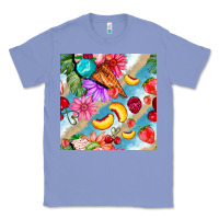 Colony Blue flowers ice cream fruit Classic Tee - BundleAndBundleShop