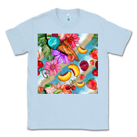 Dusty Blue flowers ice cream fruit Classic Tee - BundleAndBundleShop
