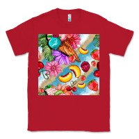 Red flowers ice cream fruit Classic Tee - BundleAndBundleShop
