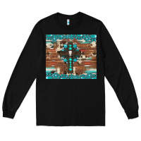 Black gemstone and cross with cowhide Long Sleeve Tee - Artiststas