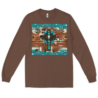 Chestnut gemstone and cross with cowhide Long Sleeve Tee - Artiststas